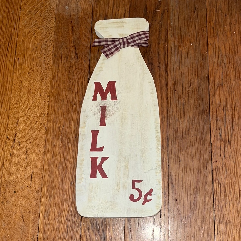 Milk 5 Cents Wooden Wall Art